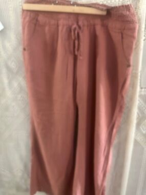 Love Tree Dusty Rose Drawstring Wide Leg Pants